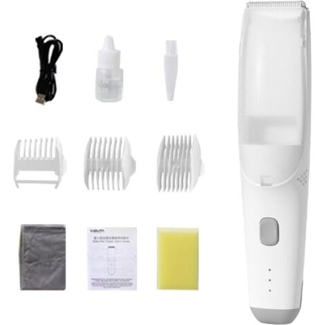 Tondeuse à cheveux pour bébé, tondeuse sous vide rechargeable par USB, machine de coupe sans fil avec 3 peignes guidage, USB White - (1/5)