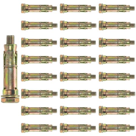Lot de 24 Chevilles, Boulon d'ancrage M6 x 50 mm, Acier galvanisé, Pour maçonnerie et béton (1/5)