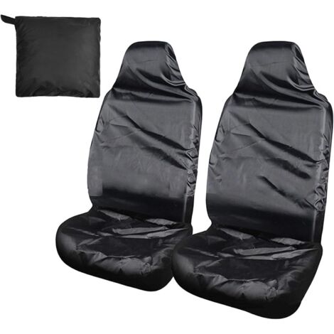 2 Pièces Housse de Siège Voiture Imperméable,Noir,Polyester,Universelle,Sac de Rangement,Protection Avant (1/5)
