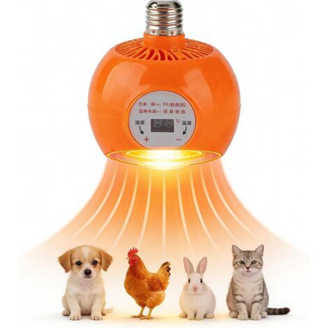 1 Lampe Chauffante Pour Volaille, Thermostat Automatique, Affichage LCD, Fonction Refroidissement, Pour Poulailler Et Animaux