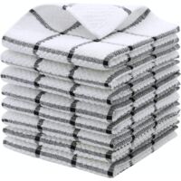 Lot de 8 torchons vaisselle 100% coton 30,5x30,5 cm, légers doux séchage rapide, coloris noir, usage nettoyage