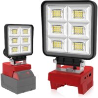1 Projecteur LED Chantier,48W 5200LM Lumière Travail,Compatible Batterie Milwaukee 18V,Port USB Type C,Atelier Camping Réparation