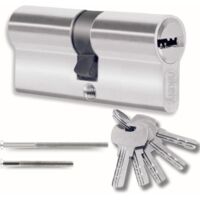 1 cylindre de serrure 40/40 mm, double cylindre, 5 clés réversibles, matériau antirouille, pour portes et garages