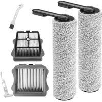 2 Brosse à rouleau, 2 Filtre HEPA, microfibre douce, double couche, pour Tineco Floor One S5