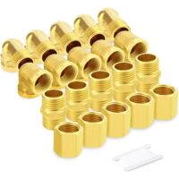 20 PIECES Raccords de tuyauterie en laiton 1/2 pouce BSP, mamelons hexagonaux, raccords coude à 90 degrés pour tuyau d'air comprimé - GO-238