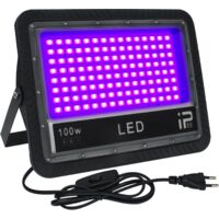 1 Projecteur LED Extérieur, Lumière UV 100W, Étanche IP66, Aluminium, Soirée Fluo