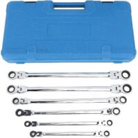 Ensemble de 6 clés à cliquet tête flexible, clé métrique double embout 8 19 mm portée extra longue, en acier CR-V pour l’automobile et les -