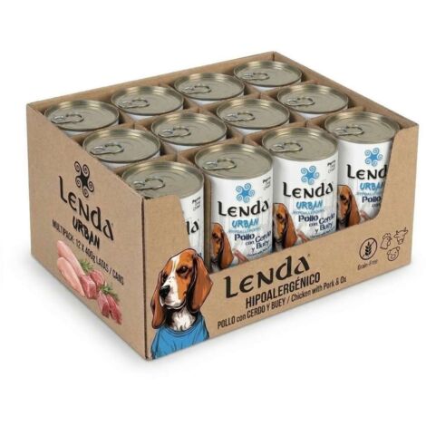 Comida Húmeda de Pollo Cerdo y Buey para Perro Lenda Urban 12x400 gr