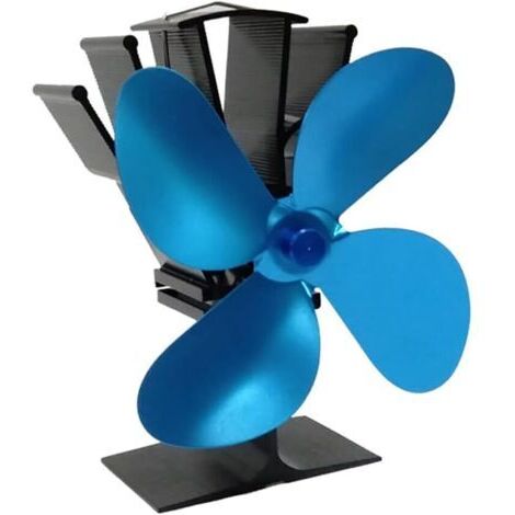 Ventilateur de poêle à bois Hot Blast à 4 pales, économie de combustible, chauffage écologique (bleu) (1/5)