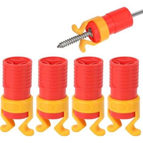 4 Pcs ABS Screw Gripper Holder Clamp Fixing Set for Drill, Fits Screwdrivers Bit Diameter of 6-8mm Holding Tool for Woodworking (Red) (1/5)