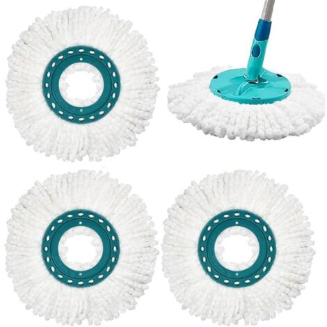 Lot de 3 Pads Compatibles Leifheit Twist - Têtes de Rechange en Microfibre pour Balai Rotatif, Lavables et Réutilisables (1/4)