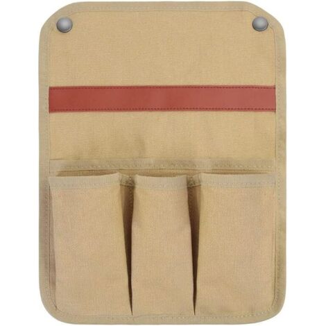 Sac d'Accoudoir avec Poches pour Chaise - 1 Grande + 3 Petites Poches, pour Canapé Inclinable, Chaise de Plage (Kaki) (1/4)
