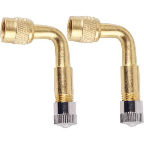 Adaptateur de Valve à 90° en Laiton - Lot de 2 - pour Gonflage Pneus de Voiture, Moto, Vélo ou Ballon (1/3)