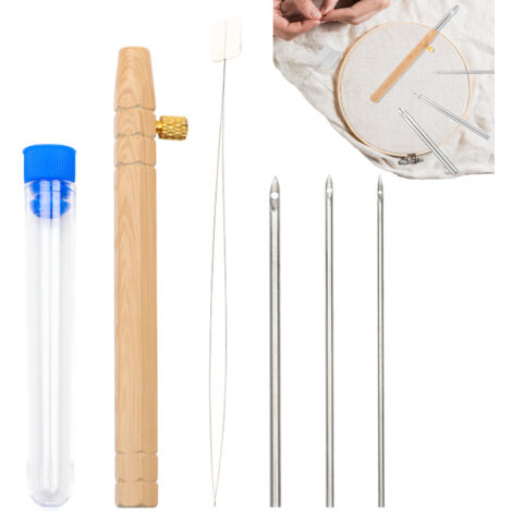 Set de 5 Aiguilles à Poinçonner Réglables (Punch Needle) - Outils de Broderie avec Tube de Rangement (1/4)