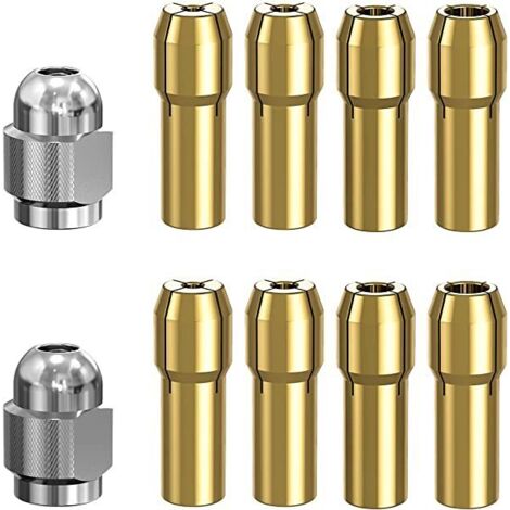 Jeu de 10 Mandrins Rapides en Laiton de Rechange - Modèle 4485 - Pour Outils Rotatifs Type Dremel - Changement d'Accessoire Rapide (1/4)