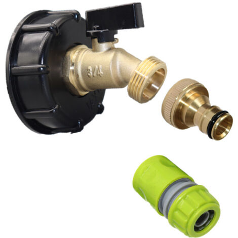 Adaptateur de réservoir S60X6 IBC vers connecteur de robinet de jardin en laiton 3/4" (1/3)