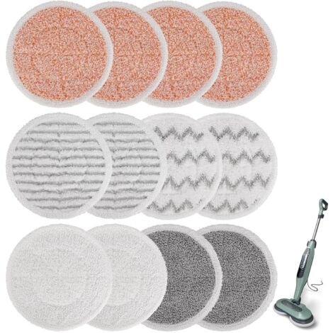 Lot de 12 Pads Compatibles Shark S7000 S7201 S8001 - Têtes de Rechange pour Serpillière à Vapeur, Microfibre Lavable pour Nettoyage à la Vapeur (1/4)