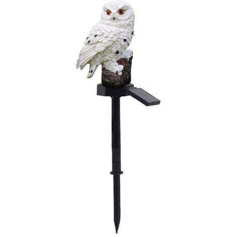 Lumière Solaire de Jardin en Forme de Hibou - Blanc - Éclairage LED Décoratif Automatique pour Pelouse ou Terrasse - 1 Pièce (1/3)