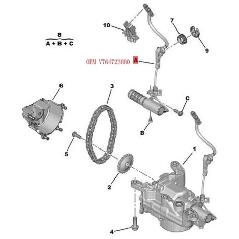 037990 V764723880 est applicable aux capteurs de vannes solénoïdes de pompe à huile Peugeot 3008 et Citroën DS5 C4, aux vannes solénoïdes de pompe à huile et contrôle le déplacement de la pompe à huil (1/4)