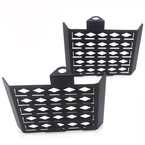 1 jeu. Couleur : Noir. Matériau : Métal. Grille de protection en acier inoxydable pour radiateur de moto. Protège contre les projections de pierres et les impacts, améliorant ainsi le refroidissement. (1/5)