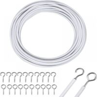 Cordón para cortina blanco de 10 m, con gancho y ojal, para colgar en la barra de la cortina, accesorios de fijación para cortinas