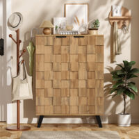 Schuhschrank, Kommode für Schuhe mit 5 Fächern, Moderner Flurschrank mit verstellbaren Einlegeböden, Stabile Konstruktion für Eingangsbereich, 80 x 35,5 x 110 cm, Dunkle Holzoptik