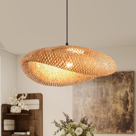 Hängeleuchte aus böhmischem Rattan, Ø 40 cm – Dekorative Retro-Beleuchtung für den Innenbereich, z. B. für Ess- oder Wohnzimmer (Leuchtmittel nicht enthalten).