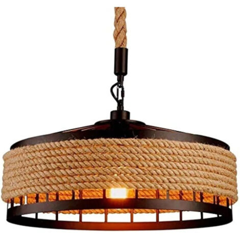 Hanfseil-Hängeleuchte Ø 30 cm – Vintage-Industriedesign, rustikale Dekoleuchte für Zuhause oder Restaurant, Leuchtmittel nicht enthalten
