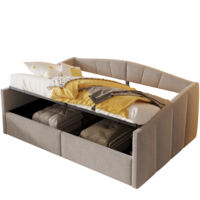 Schlafsofa Polsterbett aus Samtstoff hellgrau 140x200 cm mit hydraulischem Stauraum und Lattenrost