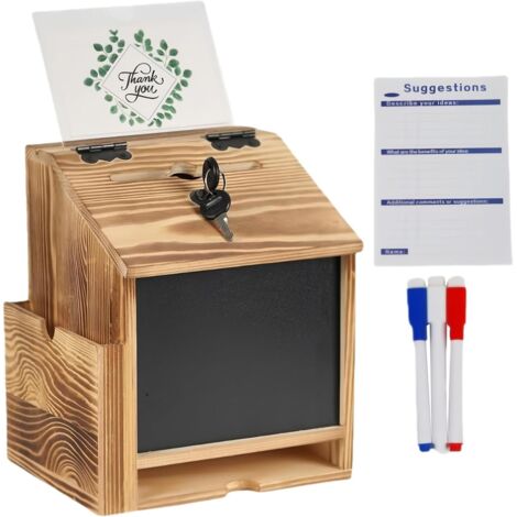Boîte À Suggestions - Avec Serrure Fixation Murale Rangement Pièces En Bois (1/5)