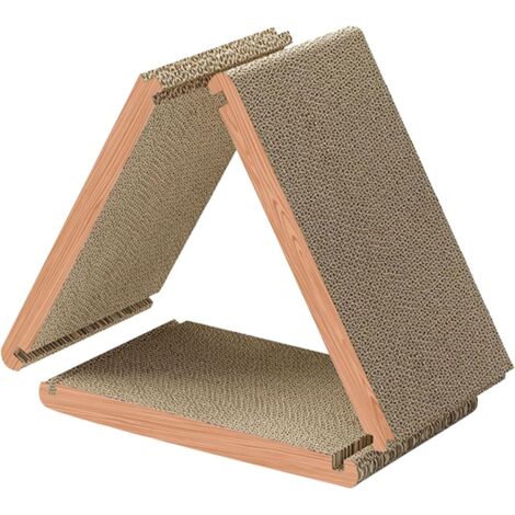 Griffoir Compact Triangulaire pour Chat en Carton Ondulé Résistant 6 Faces (1/5)