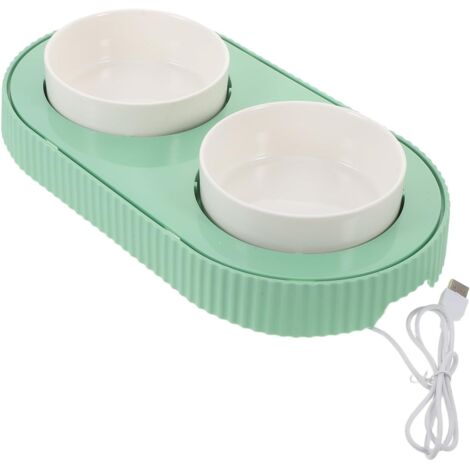 Gamelle Chauffante pour Chat Double en Céramique Verte USB 5V Bol D’Eau et (1/5)
