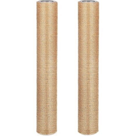 Lot de 2 Poteaux à Griffer en Jute Naturel pour Chats Diamètre 6 CM X 40 CM
