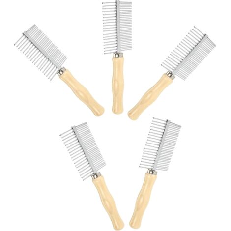 5pièces Peigne de Toilettage pour Animaux Double Face Outil Démêlant Acier