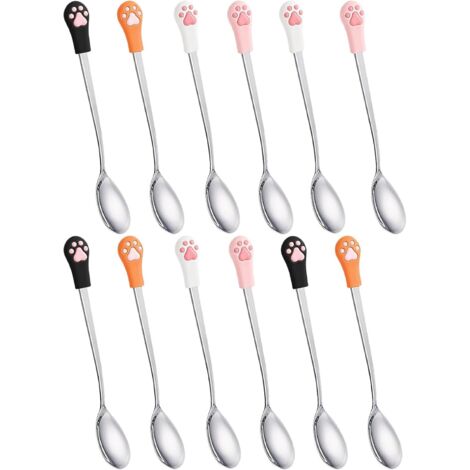 12 Pièces Lot de Cuillères pour Nourriture Humide Chat et Chien Motif Patte (1/5)