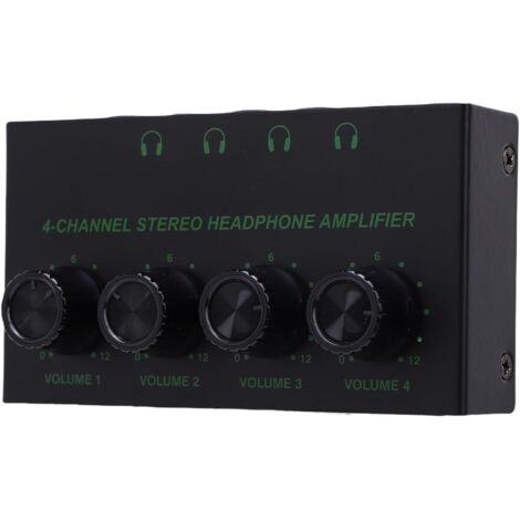 Amplificateur de Casque 4 Canaux - Amplificateur Stéréo en Métal pour