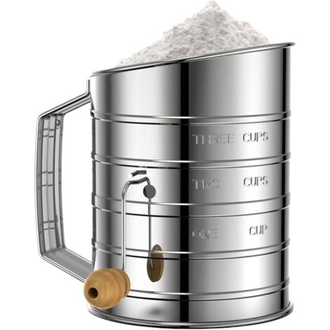 Tamiseur à Farine en Acier Inoxydable - Tamis À Main Rotatif pour Farine - (1/5)