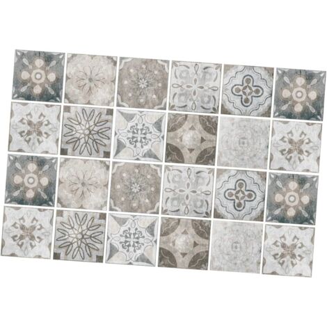 24pièces Autocollants Muraux Autocollants De Carrelage Grise à Carreaux (1/5)