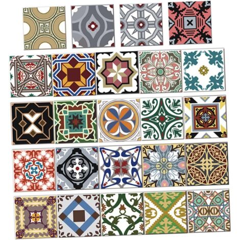 24pièces Autocollants Carrelage Vintage Stickers Décoratifs Autoadhésifs (1/5)