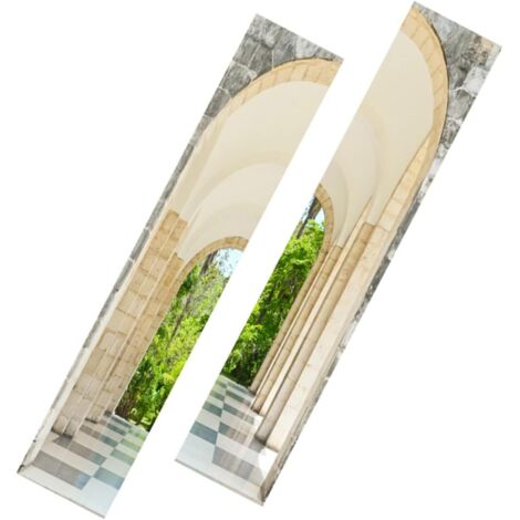 2pièces Lot De Stickers Porte Paysage Autocollants Imperméables Décor (1/5)