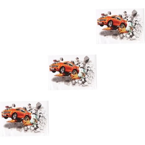 3pièces Autocollant Mural Voiture Décoration Intérieure Pour Chambre (1/5)