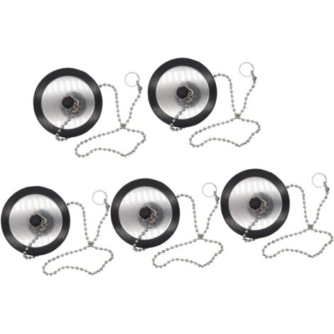 5pièces Bouchon Évier Salle De Bain Lot Chaînette Caoutchouc pour Lavabo (1/5)