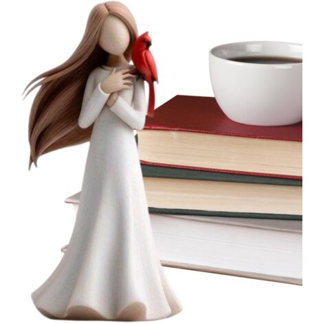 Figurines d'ange - Décor d'ange avec Oiseau Rouge en Résine - Statue de (1/5)