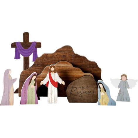 Ensemble de la Nativité en Bois pour Crèche - Figurines Religieuses (1/5)