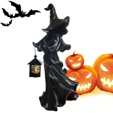 Statues de Jardin - Sorcière d'halloween avec Lanterne - Statue Résine (1/5)