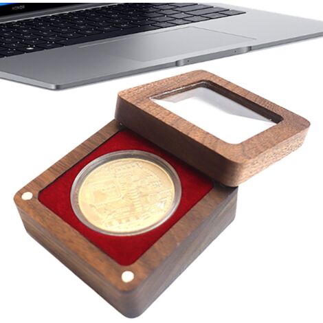 Boîte De Rangement Pour Pièces De Monnaie – Écrin Bois Noyer Avec Fenêtre, Support Portable Pour Collectionneur, Cadeau Anniversaire