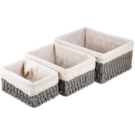 3pièces Panier De Rangement Tressé Organisateur Objets Divers Support De (1/5)