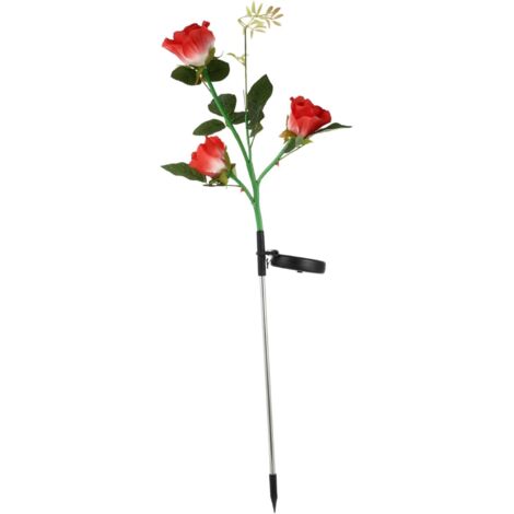 2pièces Lampes Solaires Led Roses Décoration De Jardin Extérieure (1/5)