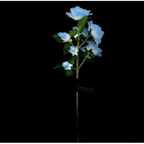 Lampe Solaire Décorative à LED 7 Têtes de Rose Lumière Solaire Bleue pour (1/5)