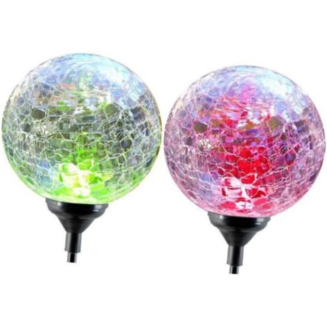 Lot De 4 Lampes De Jardin Solaires à Boule De Verre Led Couleurs (1/5)